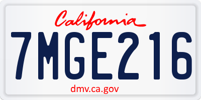 CA license plate 7MGE216