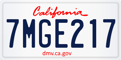 CA license plate 7MGE217