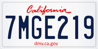 CA license plate 7MGE219