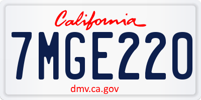 CA license plate 7MGE220