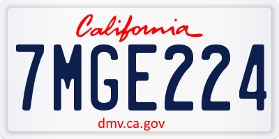 CA license plate 7MGE224