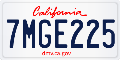CA license plate 7MGE225