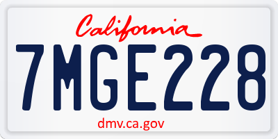 CA license plate 7MGE228