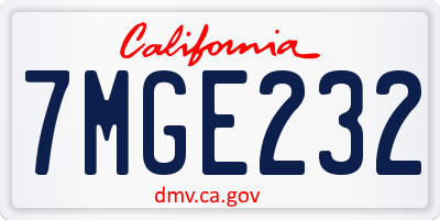 CA license plate 7MGE232