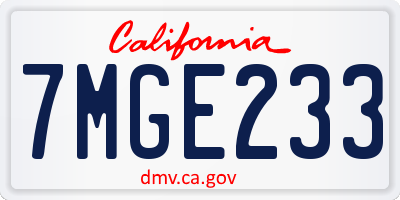 CA license plate 7MGE233