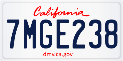 CA license plate 7MGE238