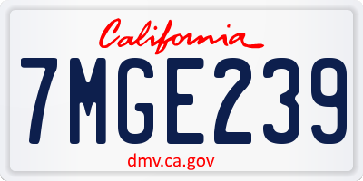 CA license plate 7MGE239