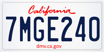 CA license plate 7MGE240