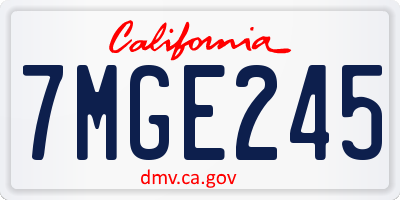 CA license plate 7MGE245
