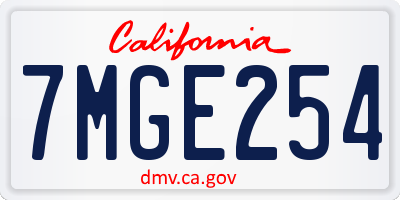 CA license plate 7MGE254