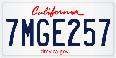 CA license plate 7MGE257