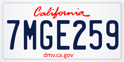 CA license plate 7MGE259