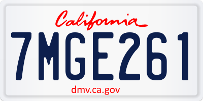 CA license plate 7MGE261