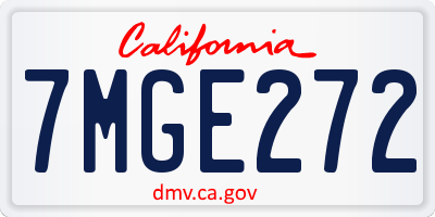 CA license plate 7MGE272