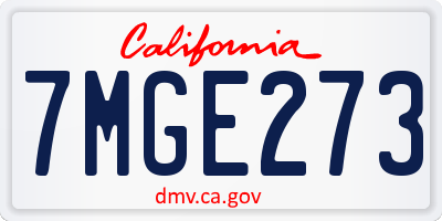 CA license plate 7MGE273