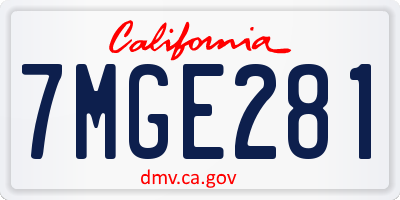 CA license plate 7MGE281