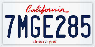 CA license plate 7MGE285