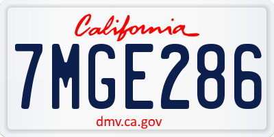 CA license plate 7MGE286