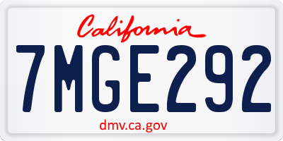 CA license plate 7MGE292