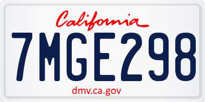 CA license plate 7MGE298