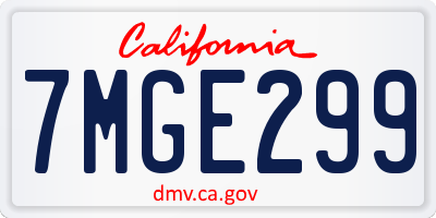CA license plate 7MGE299