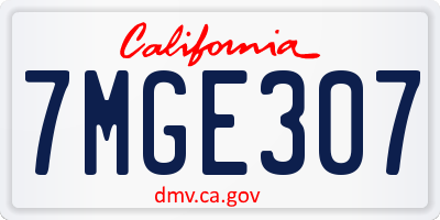CA license plate 7MGE307