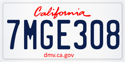 CA license plate 7MGE308