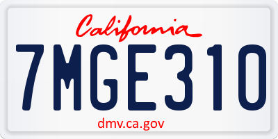 CA license plate 7MGE310