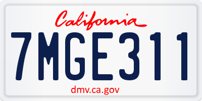 CA license plate 7MGE311
