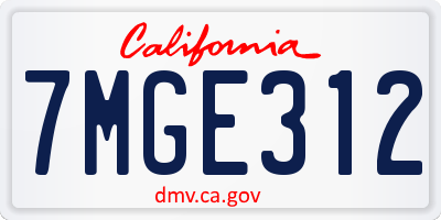 CA license plate 7MGE312