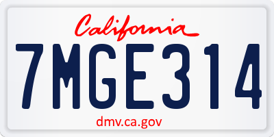 CA license plate 7MGE314