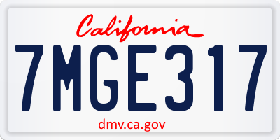 CA license plate 7MGE317