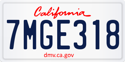 CA license plate 7MGE318