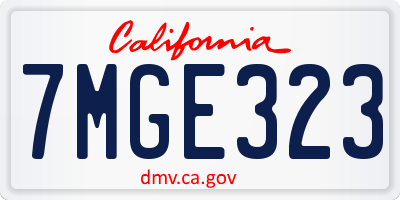 CA license plate 7MGE323