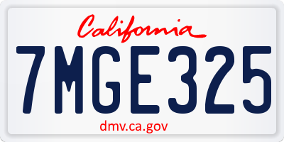 CA license plate 7MGE325