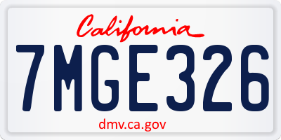 CA license plate 7MGE326