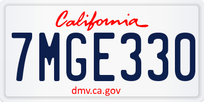 CA license plate 7MGE330