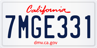 CA license plate 7MGE331