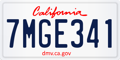 CA license plate 7MGE341