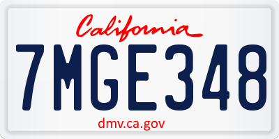 CA license plate 7MGE348