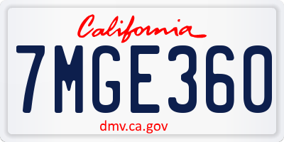 CA license plate 7MGE360