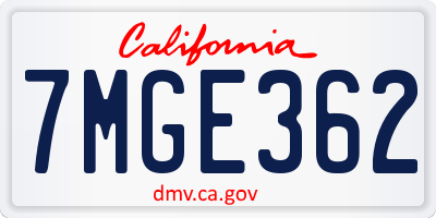 CA license plate 7MGE362