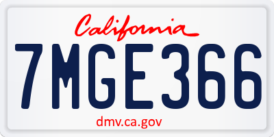 CA license plate 7MGE366