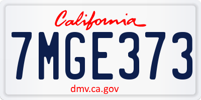 CA license plate 7MGE373