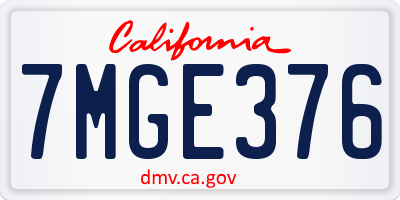 CA license plate 7MGE376