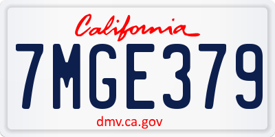 CA license plate 7MGE379