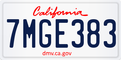 CA license plate 7MGE383