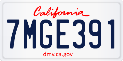 CA license plate 7MGE391