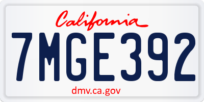 CA license plate 7MGE392
