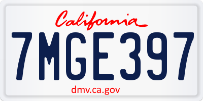 CA license plate 7MGE397